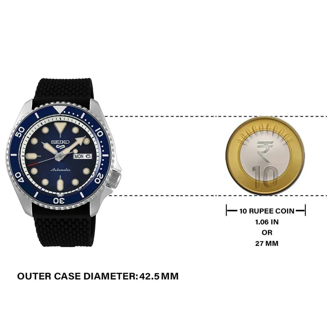 Seiko 5 Sports SKX Automatic Blue Dial Blue Silicone Strap Watch for Men - SRPD71K2