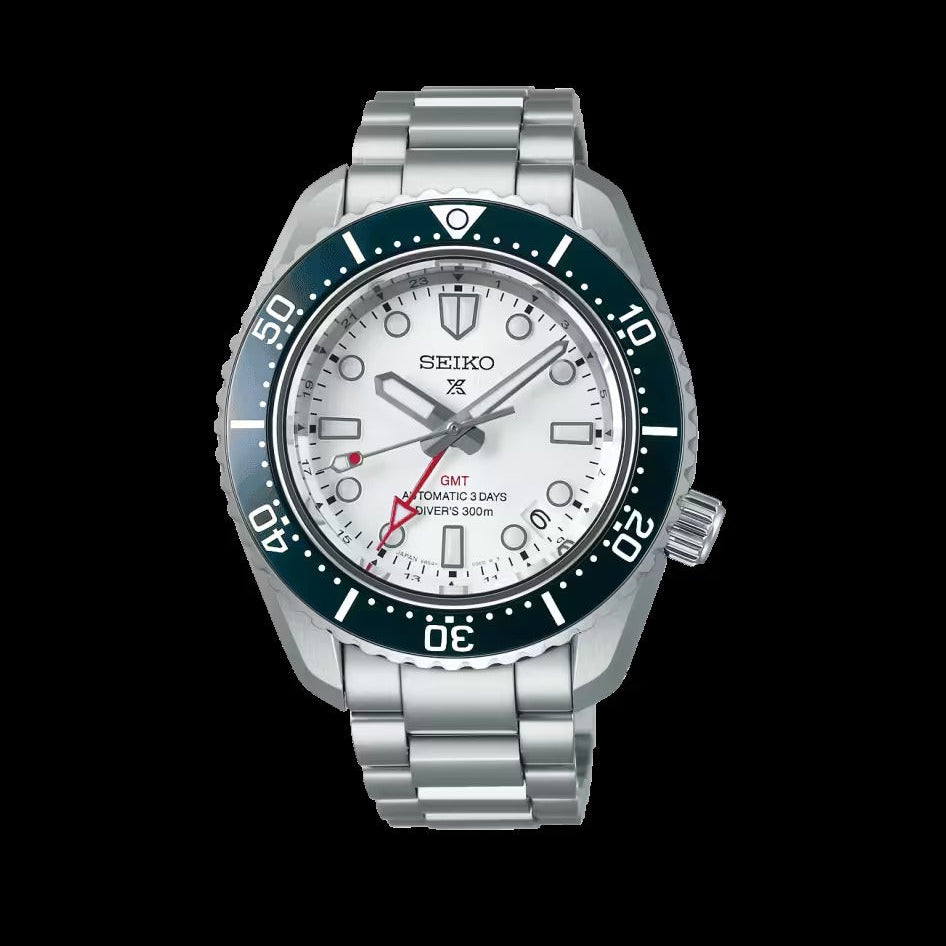 Seiko Prospex 1968 Heritage Diver's GMT 60th Anniversary White Dial Silver Steel Strap Watch for Men - SPB519J1