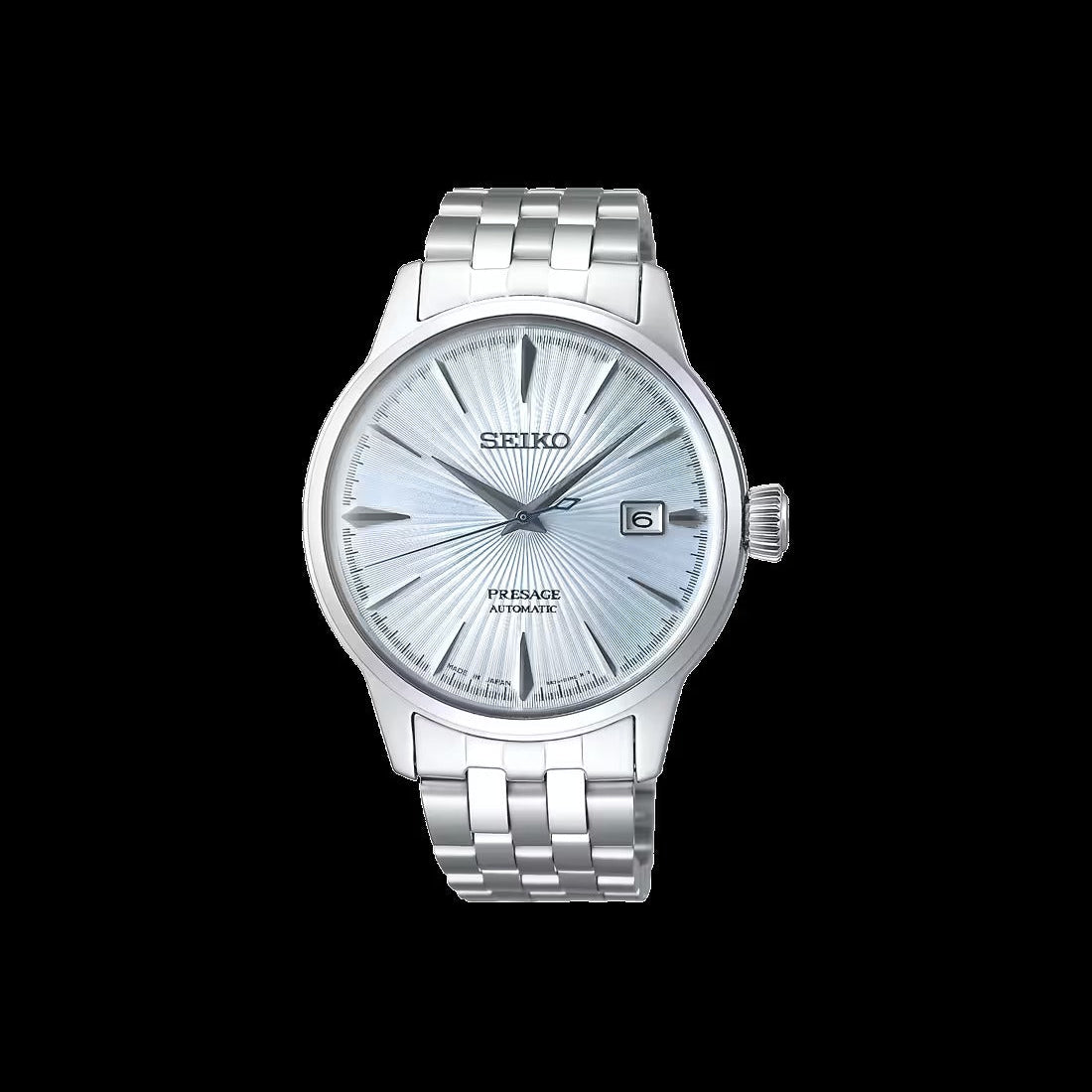 Seiko Presage Cocktail Time Automatic Ice Blue Dial Silver Steel Strap Watch for Men - SRPE19J1
