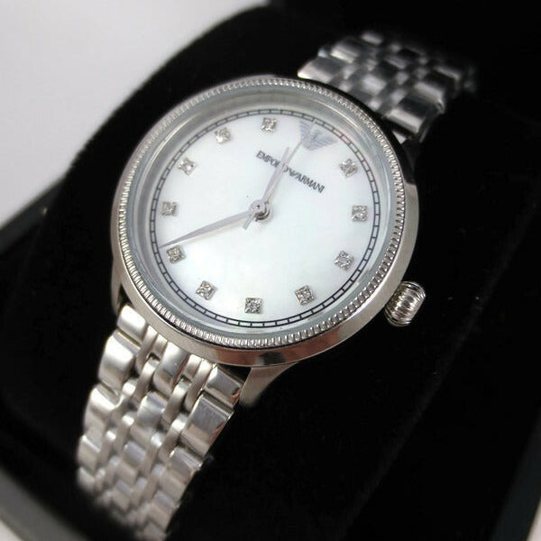 Emporio Armani Alpha Mother of Pearl Dial Silver Steel Strap Watch for Women - AR1803