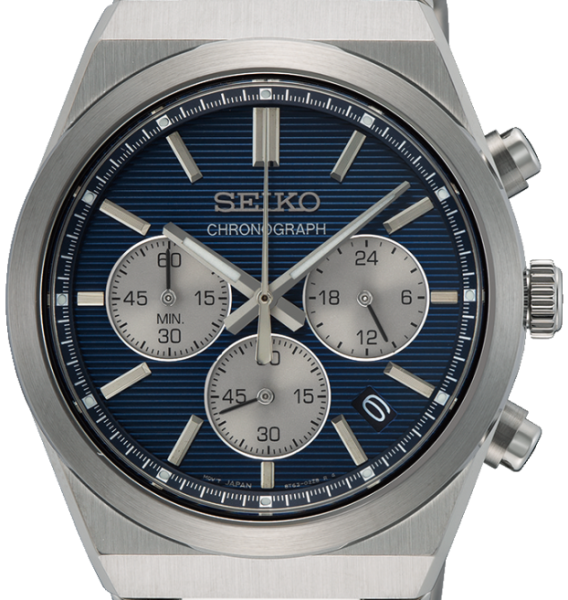 Seiko Conceptual Chronograph Blue Dial Silver Steel Strap Watch for Men- SSB453P1