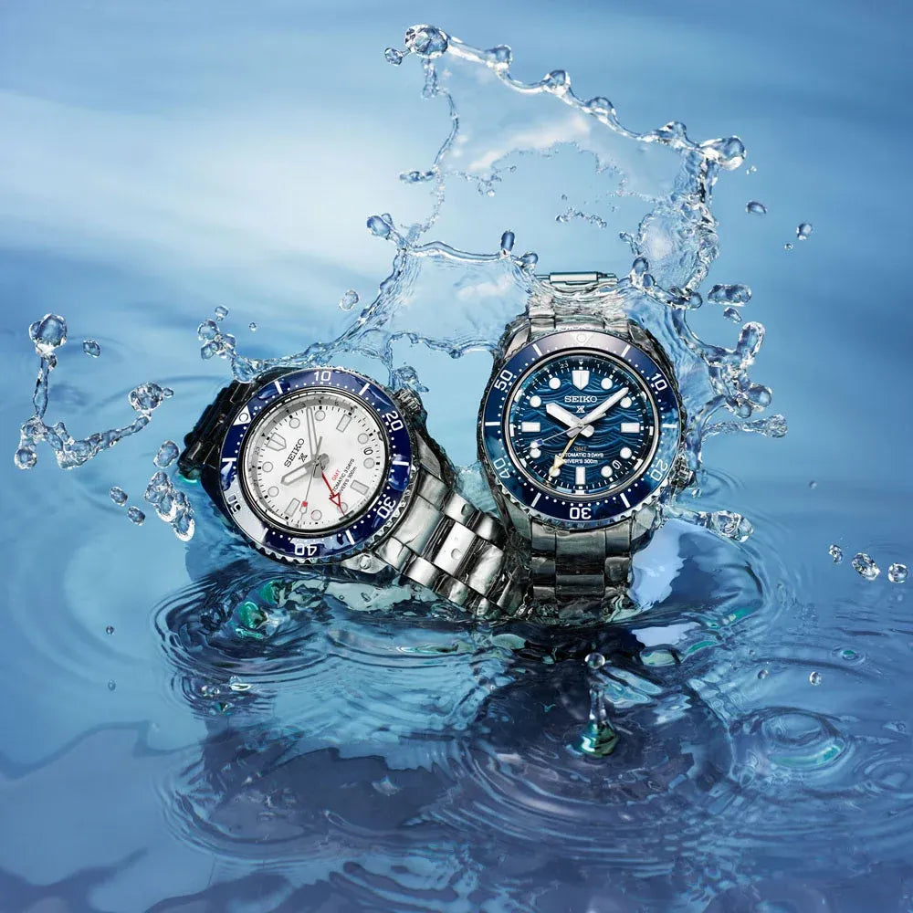 Seiko Prospex 1968 Heritage Divers GMT The Great Wave Limited Edition Blue Dial Silver Steel Strap Watch for Men - SPB509J1
