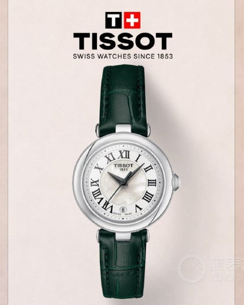 Tissot Bellissima Small Lady Mother of Pearl Dial Green Leather Strap Watch for Women - T126.010.16.113.02