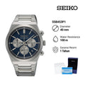 Seiko Conceptual Chronograph Blue Dial Silver Steel Strap Watch for Men- SSB453P1