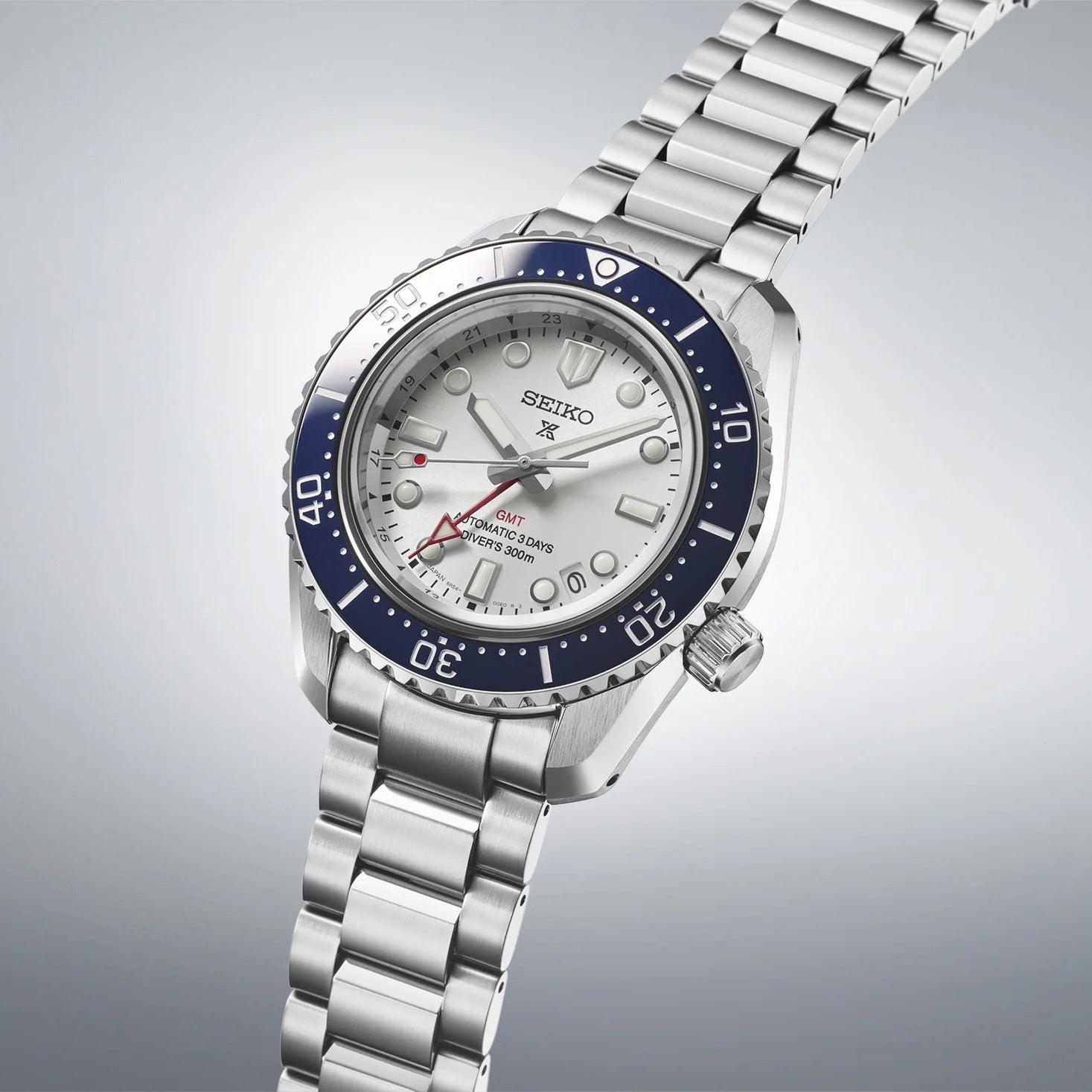 Seiko Prospex 1968 Heritage Diver's GMT 60th Anniversary White Dial Silver Steel Strap Watch for Men - SPB519J1