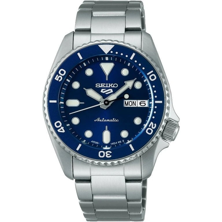 Seiko 5 Sports SKX Street Denim Blue Dial Silver Steel Strap Watch for Men - SRPL77K1