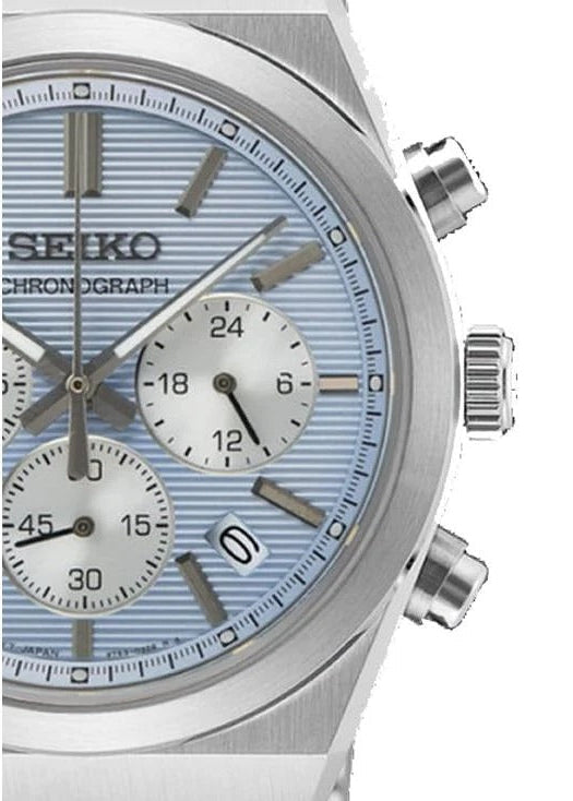 Seiko Conceptual Chronograph Ice Blue Dial Silver Steel Strap Watch for Men - SSB459P1