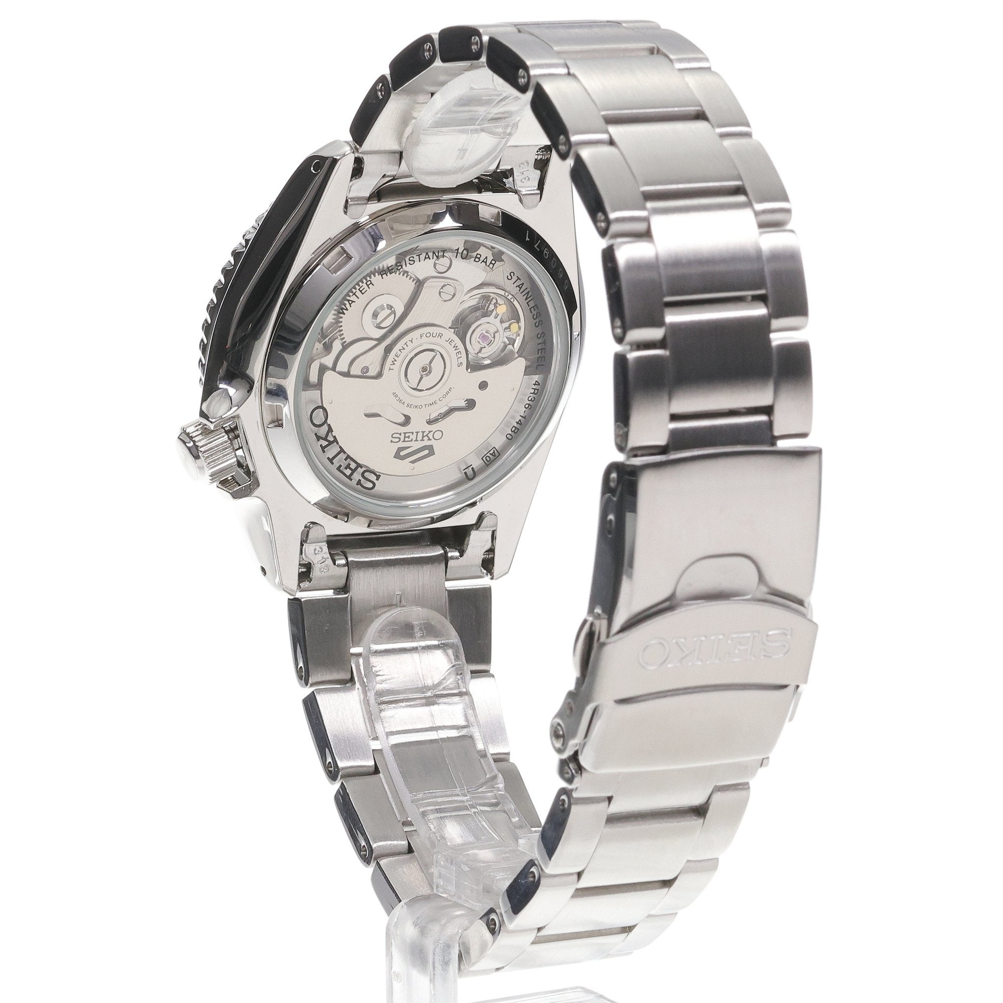 Seiko 5 Sports SKX Street Stonewash Black Dial Silver Steel Strap Watch for Men - SRPL79K1