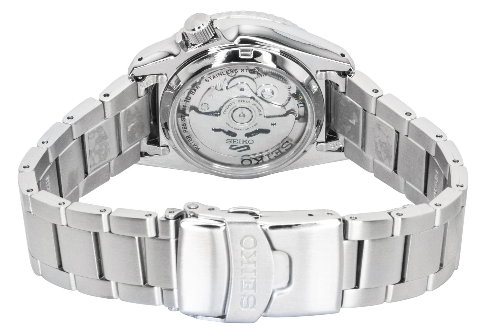 Seiko 5 Sports SKX Street Stonewash Black Dial Silver Steel Strap Watch for Men - SRPL79K1