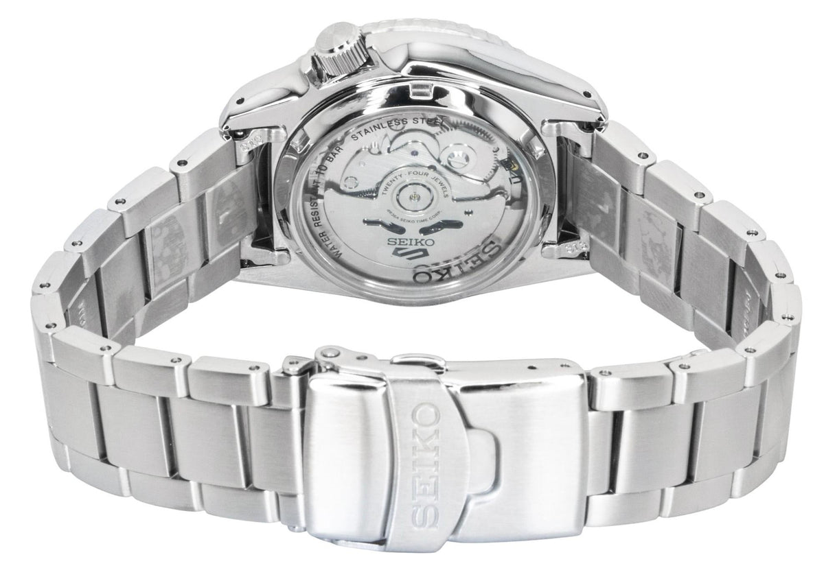 Seiko 5 Sports SKX Street Stonewash Black Dial Silver Steel Strap Watch for Men - SRPL79K1