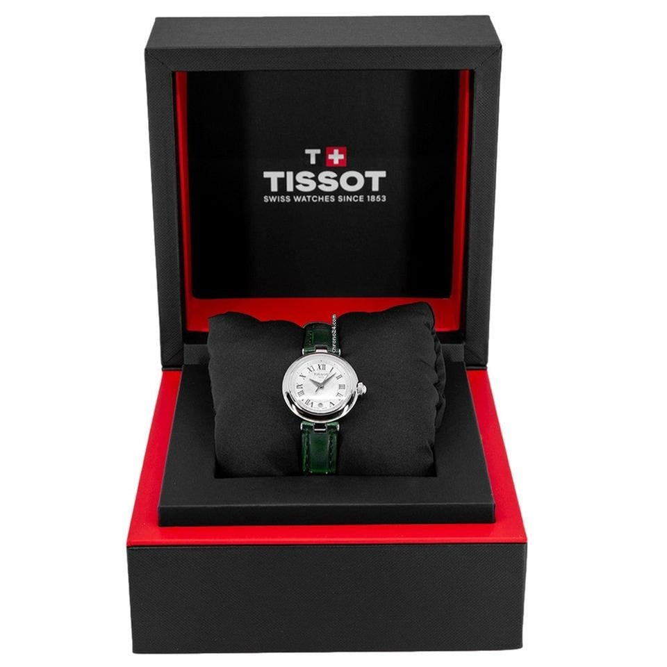 Tissot Bellissima Small Lady Mother of Pearl Dial Green Leather Strap Watch for Women - T126.010.16.113.02