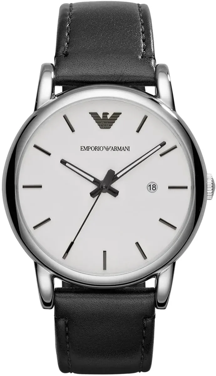 Emporio Armani Luigi White Dial Black Leather Strap Watch for Men - AR1694