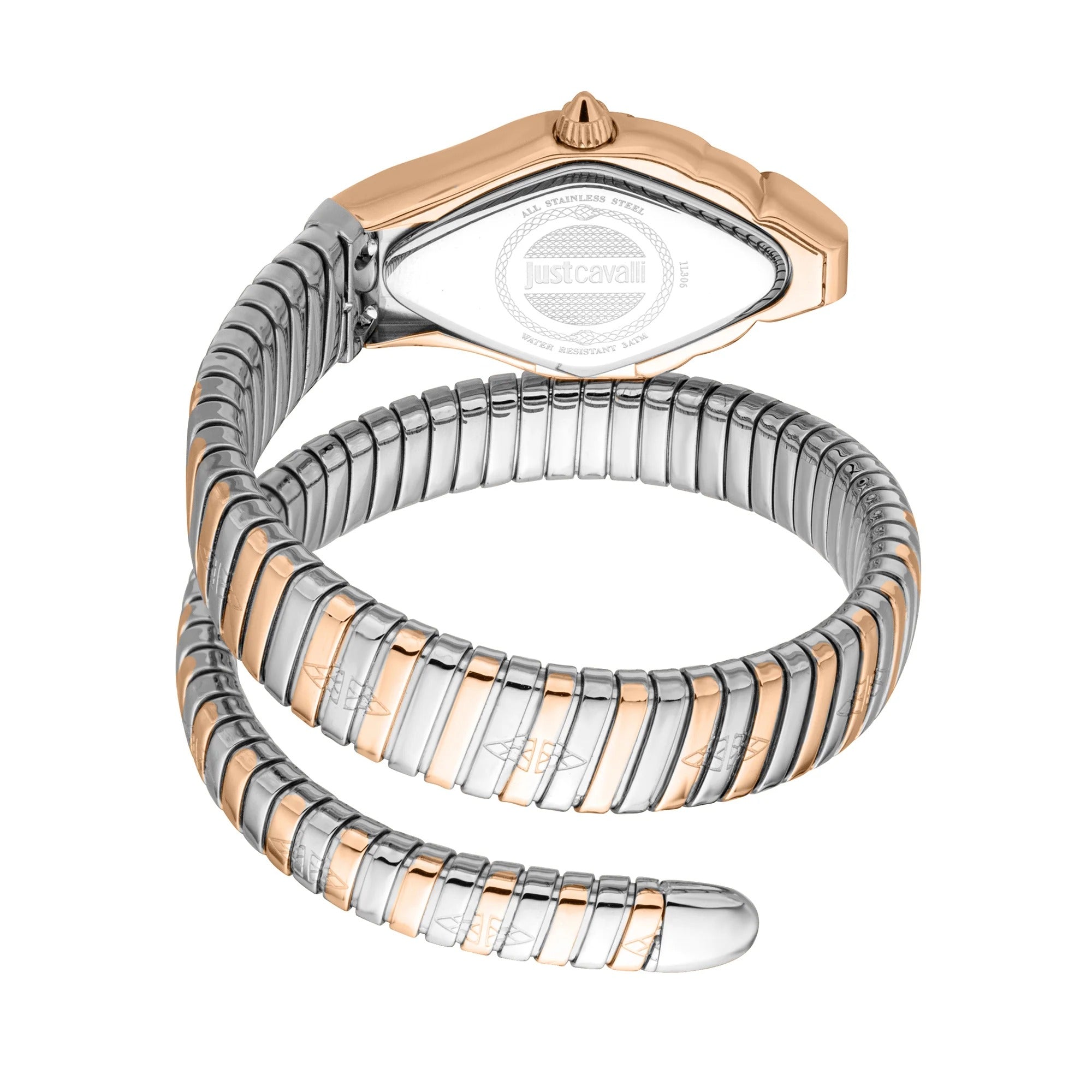 Just Cavalli Serpente Metallica Rose Gold Dial Two Tone Steel Strap Watch for Women - JC1L208M0075