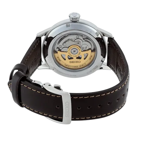 Seiko Presage Cocktail Time Automatic Green Dial Brown Leather Strap Watch for Men - SRPD37J1