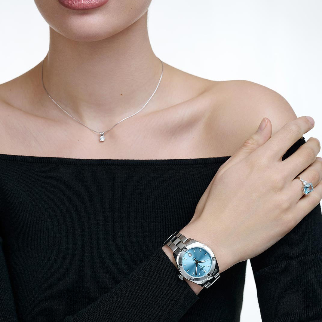 Tissot PR 100 Sport Chic Lady Blue Dial Silver Steel Strap Watch for Women - T101.910.11.351.00