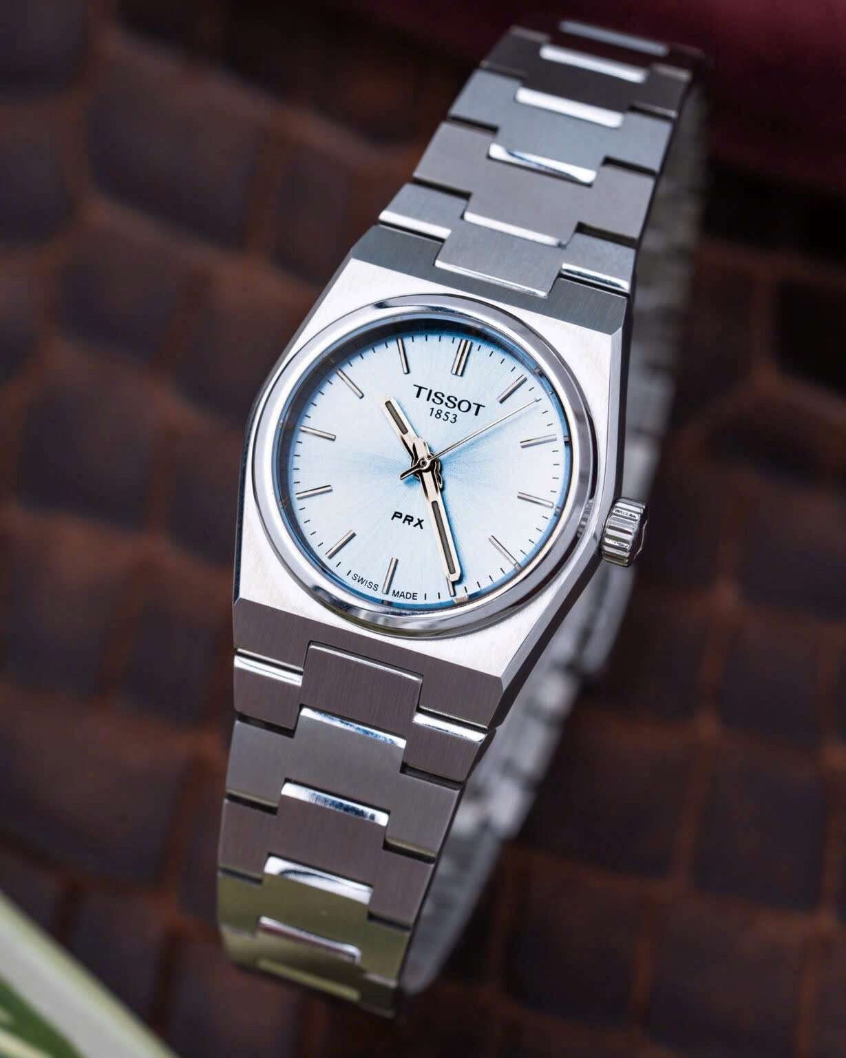 Tissot PRX Quartz Ice Blue Dial Silver Steel Strap Watch for Women - T137.010.11.351.00