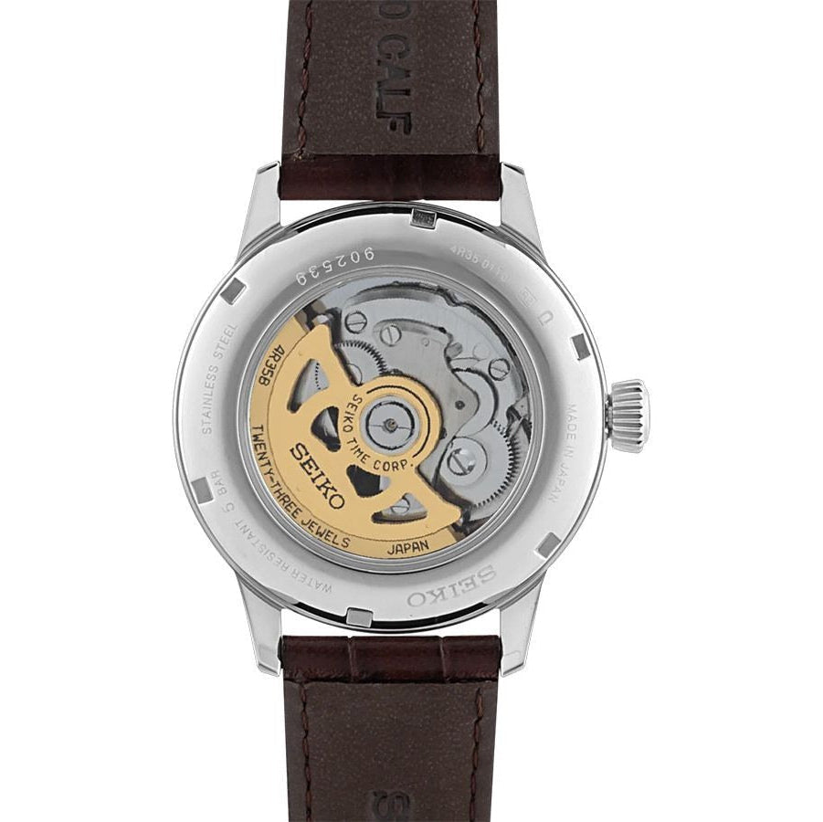 Seiko Presage Cocktail Time Automatic Green Dial Brown Leather Strap Watch for Men - SRPD37J1