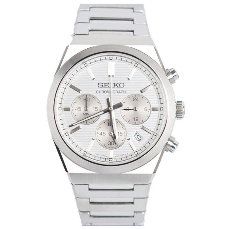 Seiko Conceptual Chronograph White Dial Silver Steel Strap Watch for Men - SSB451P1