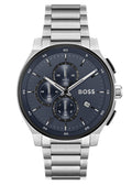 Hugo Boss Peak 2.0 Chronograph Blue Dial SIlver Steel Strap Watch for Men - 1514189