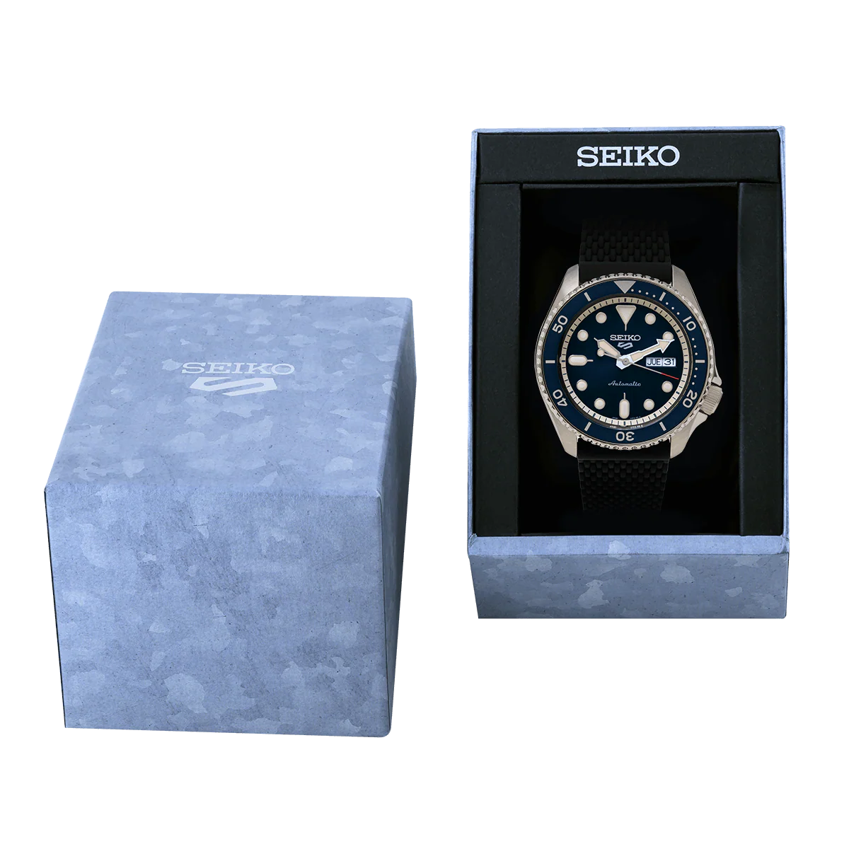 Seiko 5 Sports SKX Automatic Blue Dial Blue Silicone Strap Watch for Men - SRPD71K2