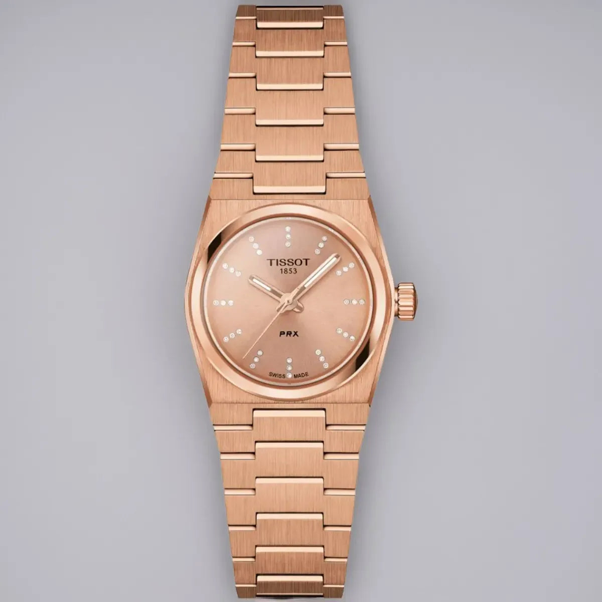 Tissot PRX Diamonds Rose Gold Dial Rose Gold Steel Strap Watch for Women - T137.010.33.506.00