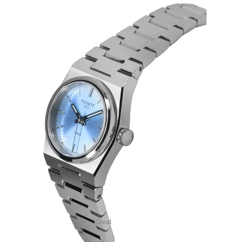 Tissot PRX Quartz Ice Blue Dial Silver Steel Strap Watch for Women - T137.010.11.351.00