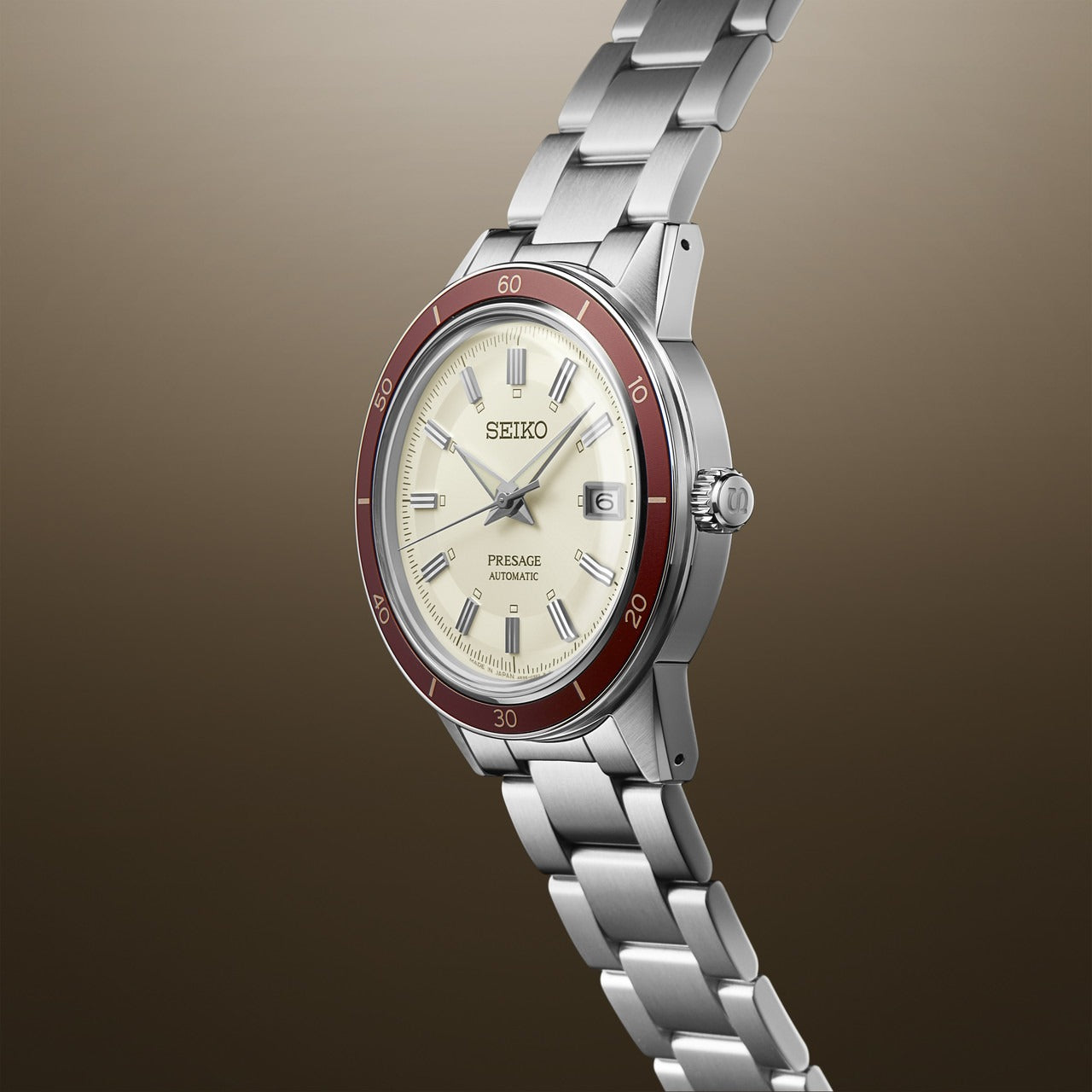 Seiko Presage Champagne Dial Silver Steel Strap Watch For Men - SRPH93J1
