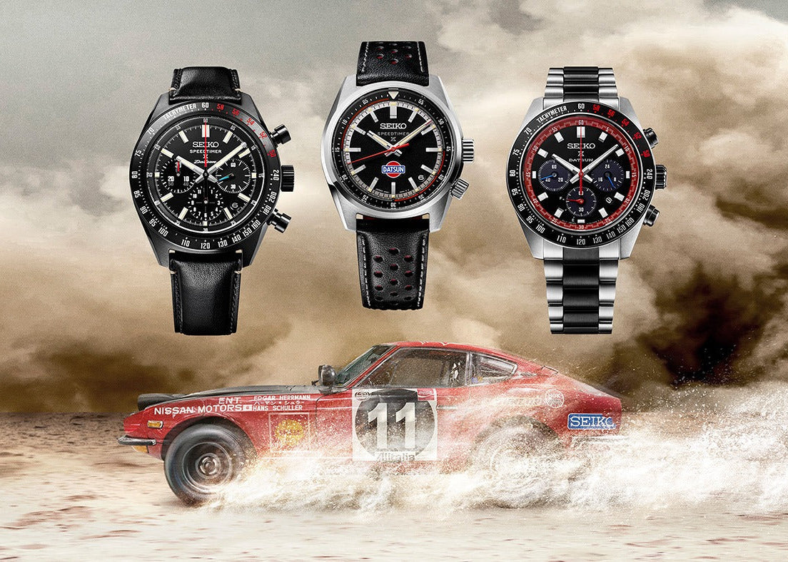 Seiko Prospex Speedtimer Solar Chronograph Datsun 240Z Collaboration Limited Edition Black Dial Two Tone Steel Strap Watch for Men - SSC957