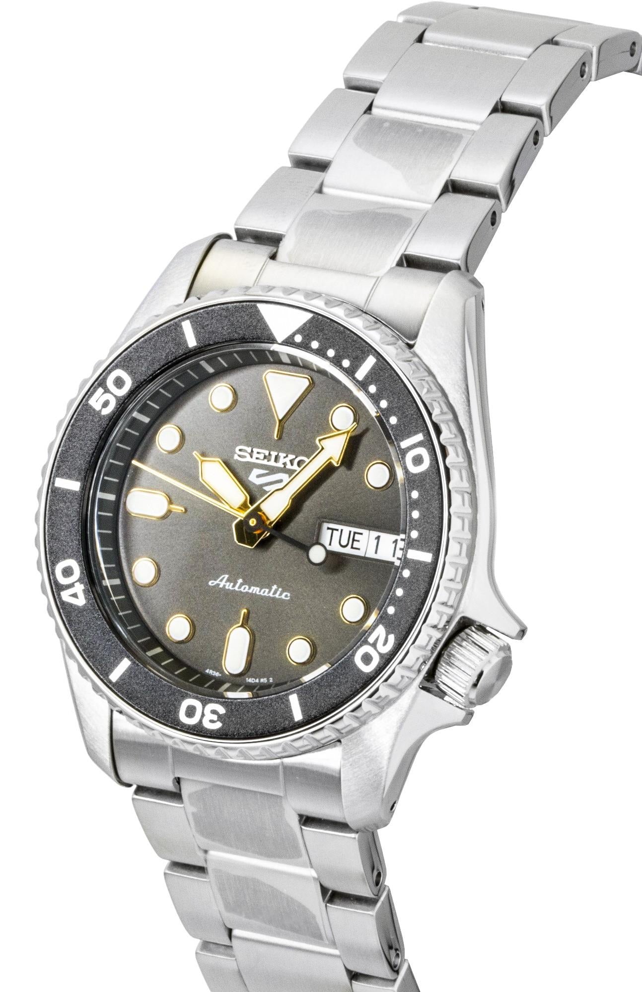 Seiko 5 Sports SKX Street Stonewash Black Dial Silver Steel Strap Watch for Men - SRPL79K1