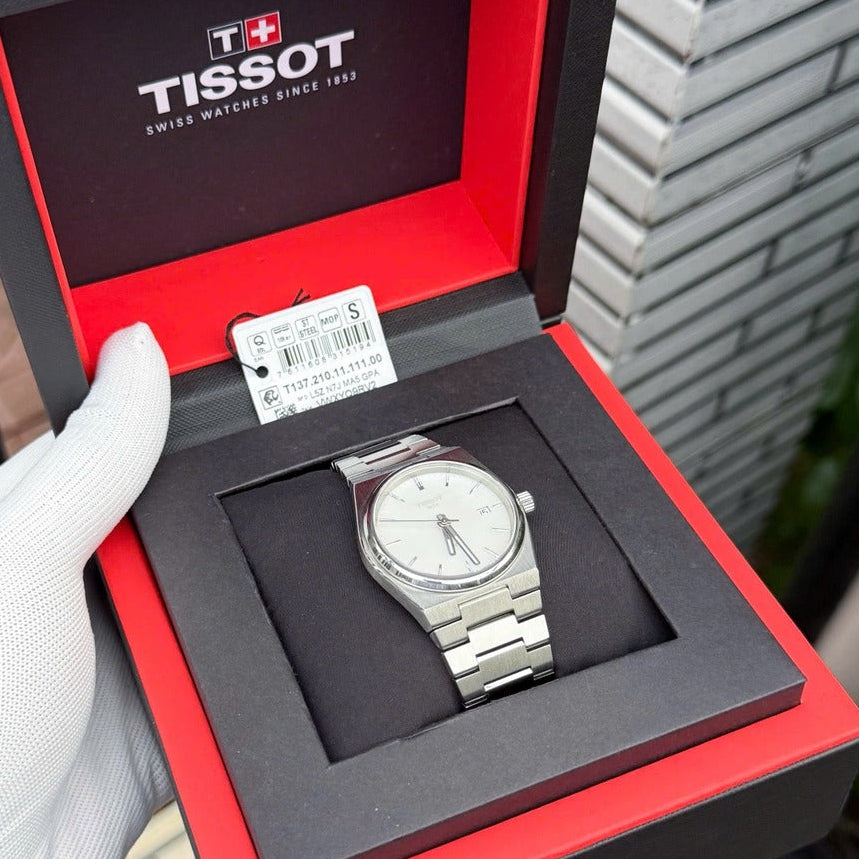 Tissot PRX Quartz Mother of Pearl Dial Silver Steel Strap Watch for Women- T137.210.11.111.00