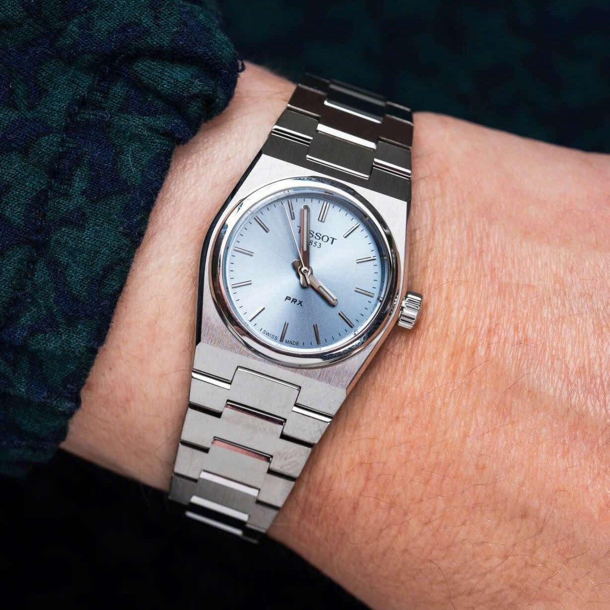 Tissot PRX Quartz Ice Blue Dial Silver Steel Strap Watch for Women - T137.010.11.351.00