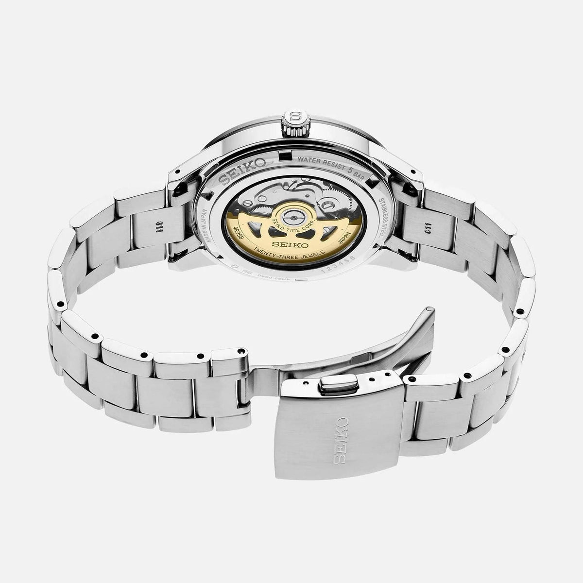 Seiko Presage Style60's Automatic Blue Dial Silver Steel Strap Watch for Men - SRPG05J1