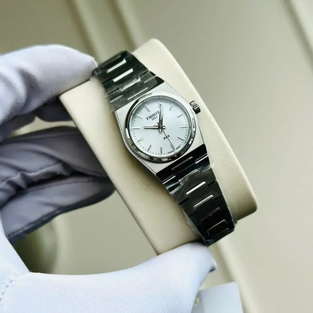 Tissot PRX Quartz Mother of Pearl Dial Silver Steel Strap Watch for Women - T137.010.11.111.00