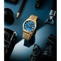 Citizen Tsuyosa 60 Automatic Blue Dial Rose Gold Steel Strap Watch for Men - NK0023-57L