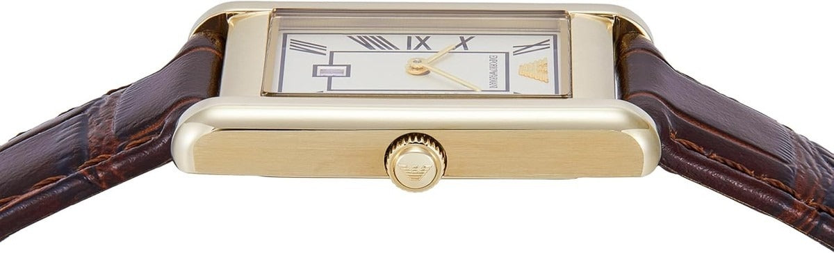 Emporio Armani Gino White Dial Brown Leather Strap Watch for Men - AR11665