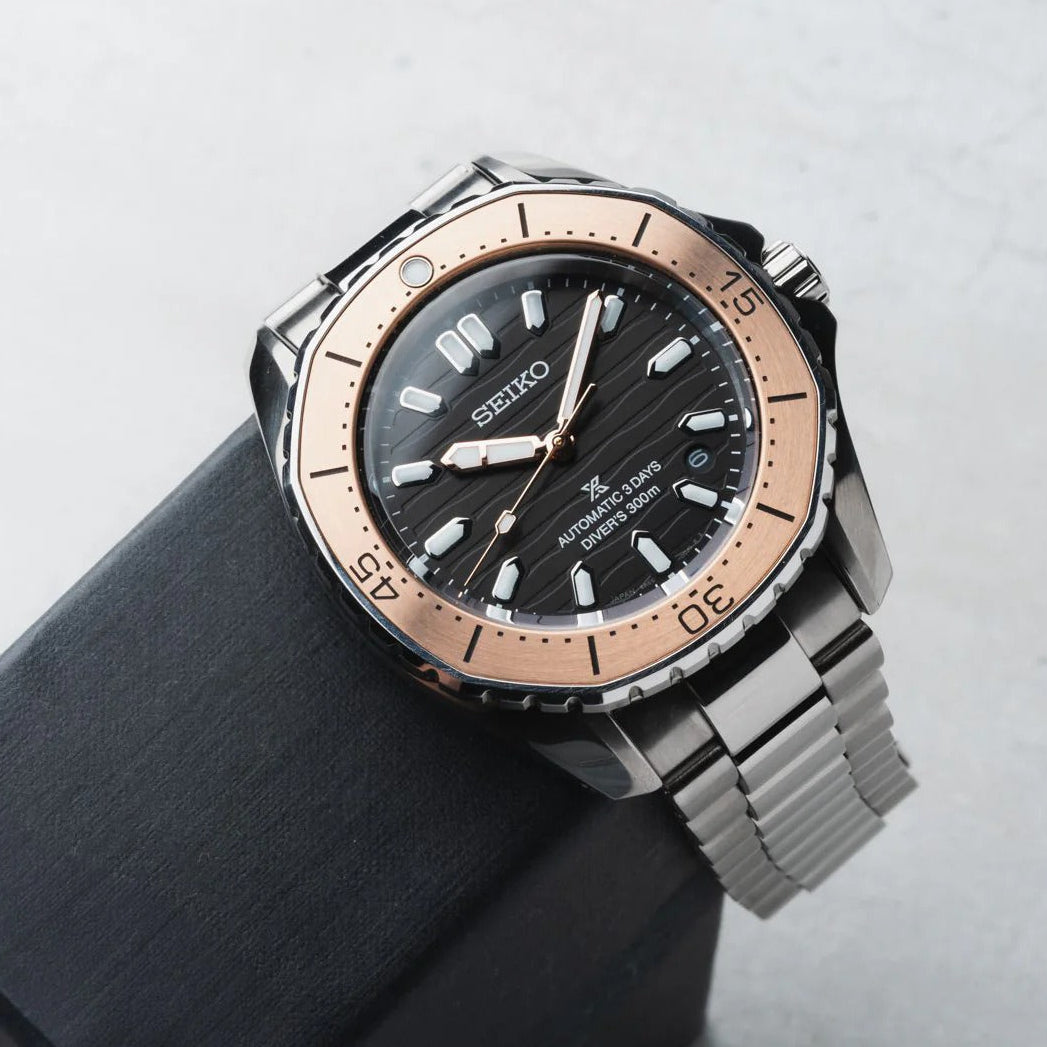 Seiko Prospex Polygonal Sea Diver Automatic Black Dial Silver Steel Strap Watch for Men - SPB485J1