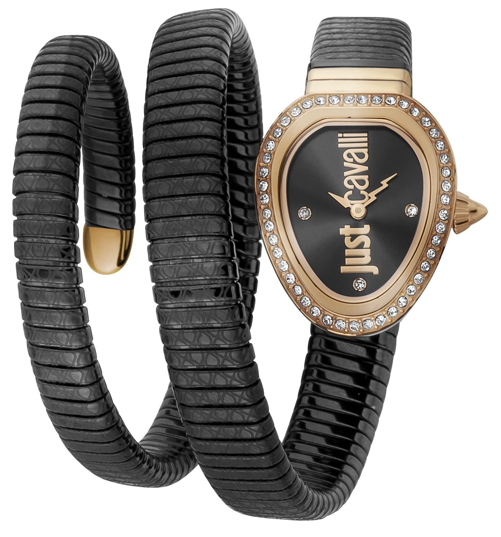 Just Cavalli Doppio Black Dial Black Steel Strap Watch for Women - JC1L163M0045