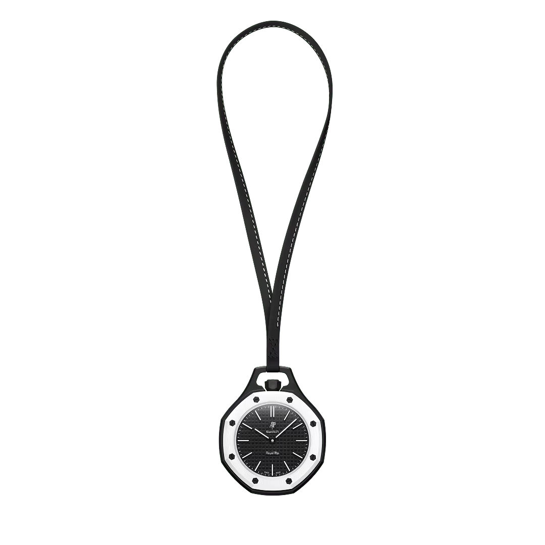 Swatch x AP Royal Pop Black Dial Black Leather Strap Watch for Men - Ocho Negro