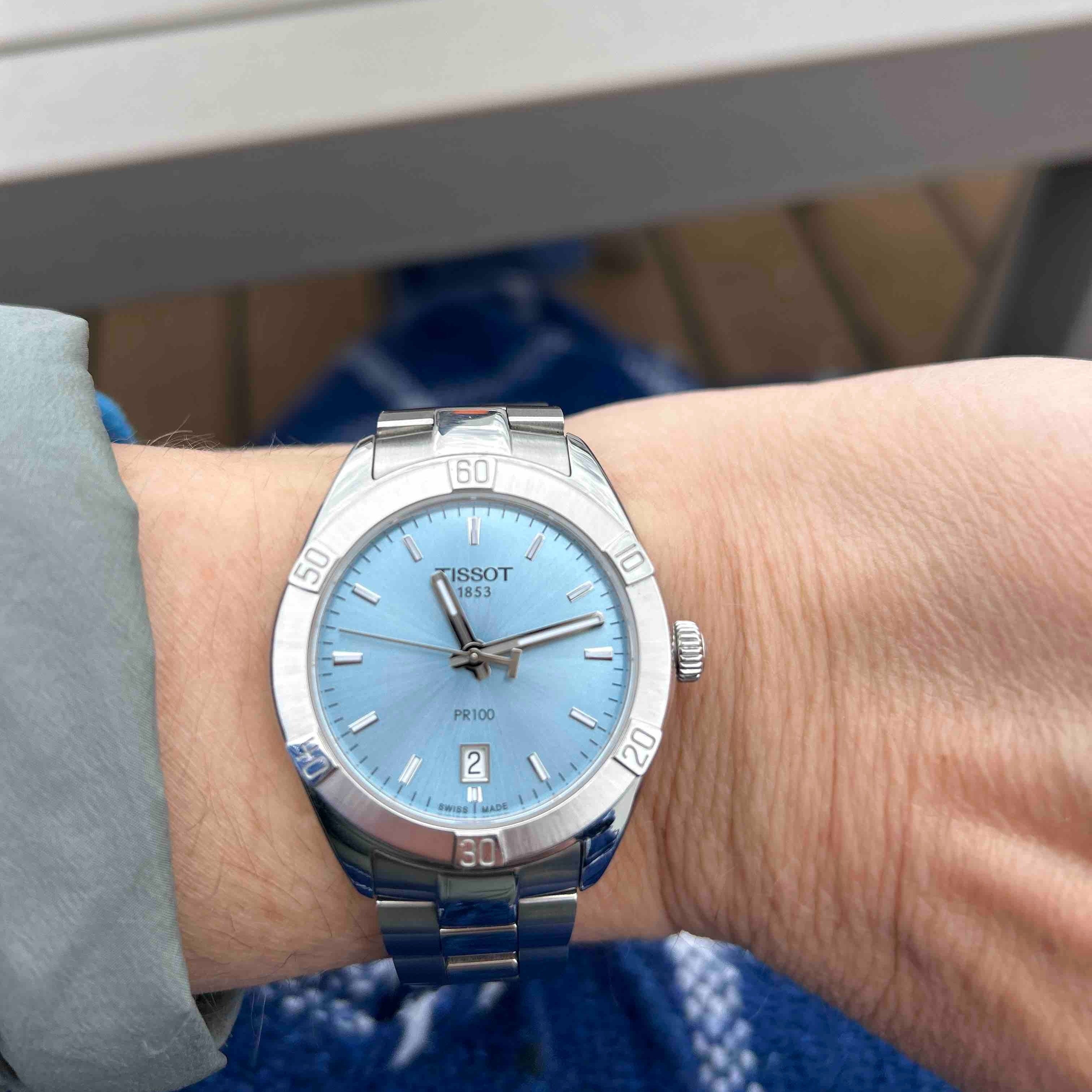 Tissot PR 100 Sport Chic Lady Blue Dial Silver Steel Strap Watch for Women - T101.910.11.351.00