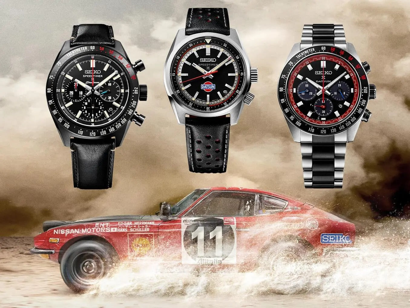 Seiko Prospex Speedtimer Solar Chronograph Datsun 240Z Collaboration Limited Edition Black Dial Two Tone Steel Strap Watch for Men - SSC957
