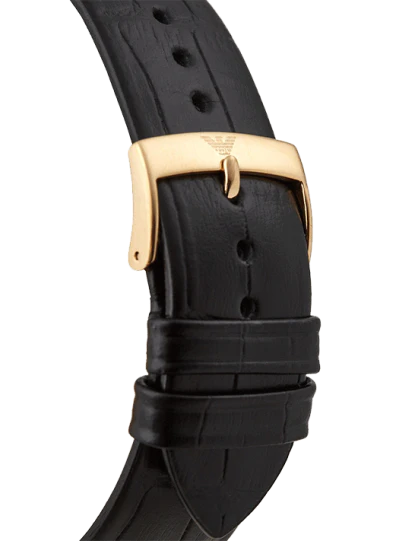 Emporio Armani Minimalist Green Dial Black Leather Strap Watch for Men - AR11601