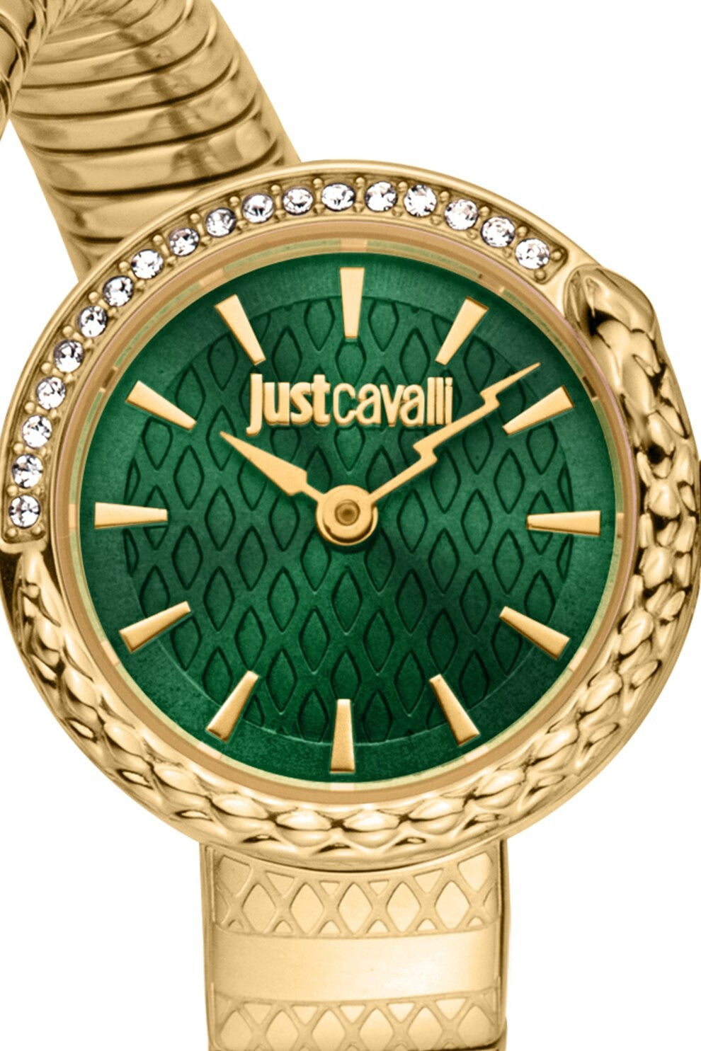 Just Cavalli Enchanting Green Dial Gold Steel Strap Watch for Women - JC1L301M0035