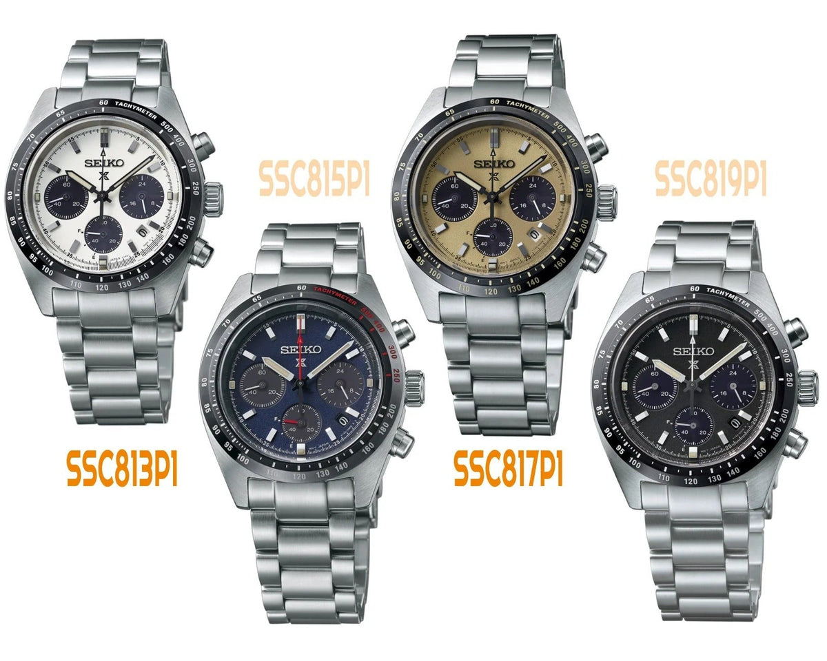Seiko Prospex Speedtimer Solar Chronograph Black Dial Silver Steel Strap Watch for Men - SSC819