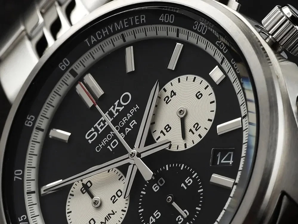Seiko 5 Sport Black Dial Silver Steel Strap Watch for Men - SSB479P1