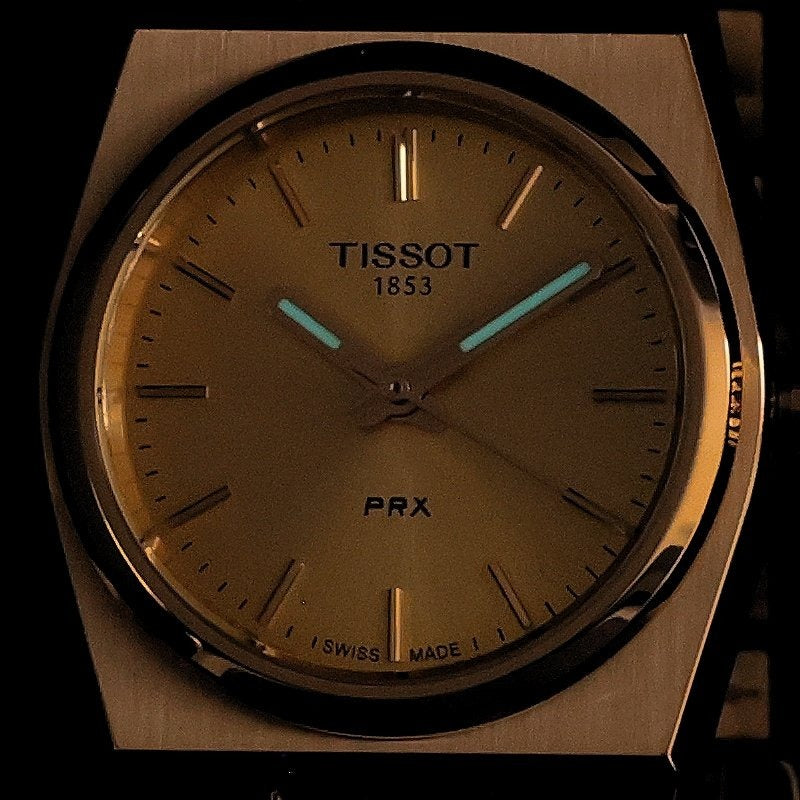 Tissot PRX 25mm Gold DIal Gold Steel Strap Watch for Women - T137.010.33.021.00
