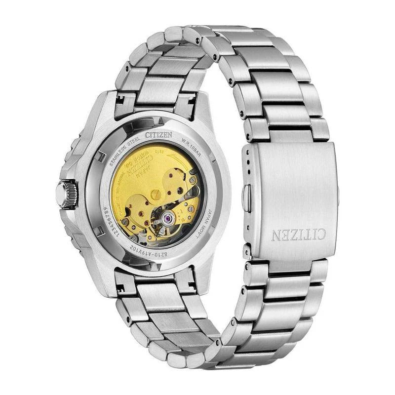 Citizen Mechanical Automatic Turquoise Dial Silver Steel Strap Watch for Men - NJ0170-83X