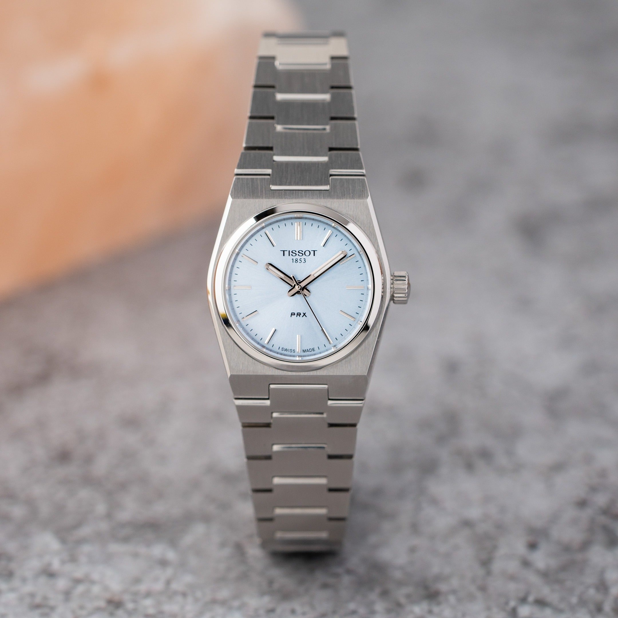 Tissot PRX Quartz Ice Blue Dial Silver Steel Strap Watch for Women - T137.010.11.351.00