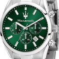 Maserati Attrazione Chronograph Green Dial Silver Steel Strap Watch for Men - R8853151011