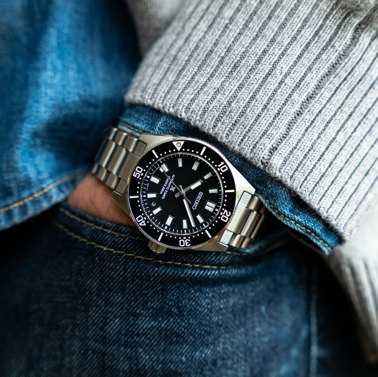 Seiko Prospex 1965 Heritage Divers Automatic Black Dial Silver Steel Strap Watch for Men - SPB453J1