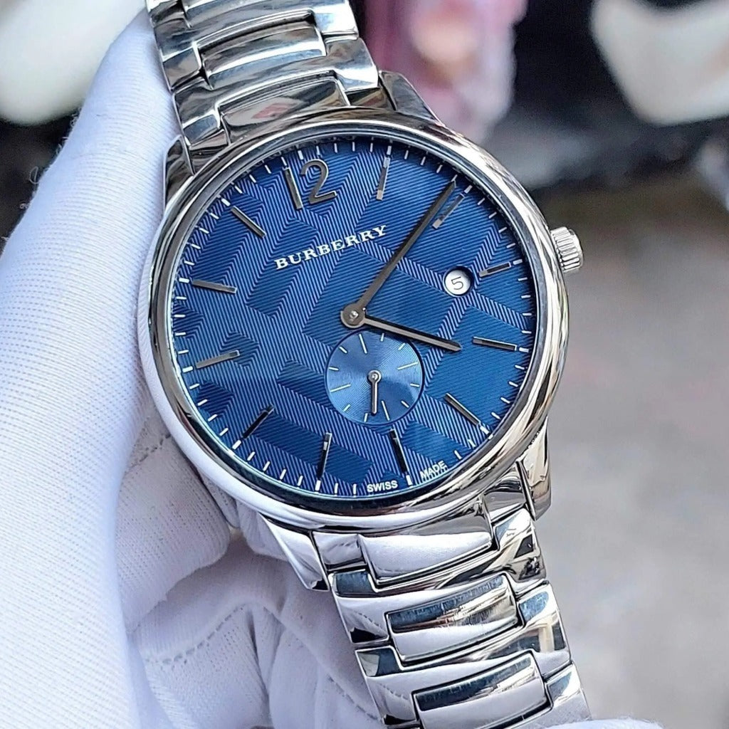 Burberry Classic Blue Dial Silver Steel Strap Watch for Men - BU10007